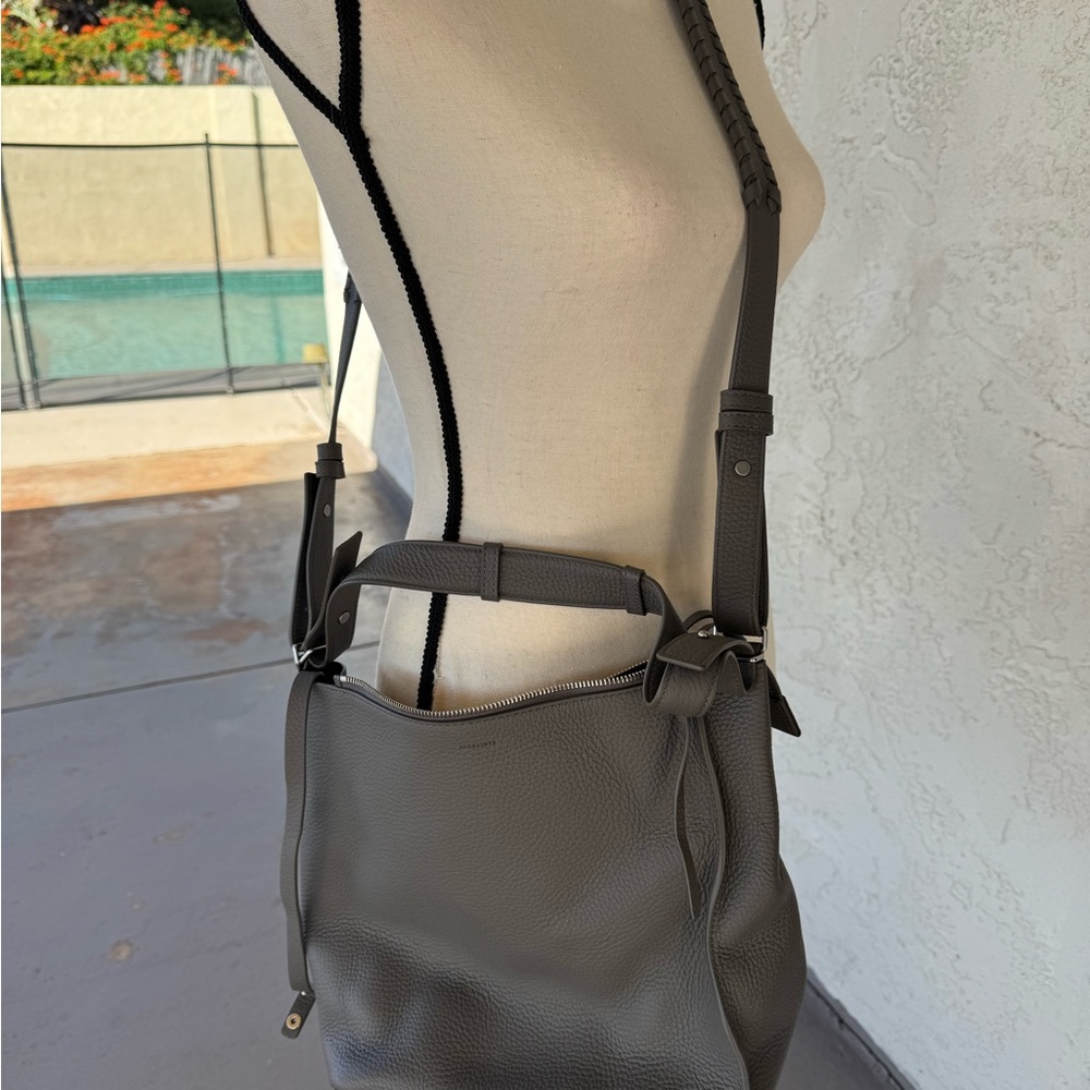 AllSaints Gray Leather Crossbody Bag - Picture 4 of 5